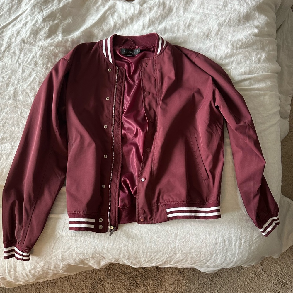 Men’s Burgundy Bomber Jacket ever forward
